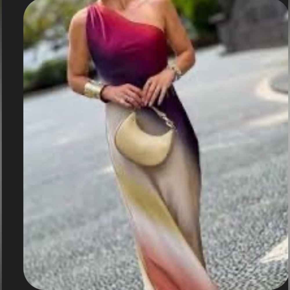 Zara One-Shoulder Ombre Dress